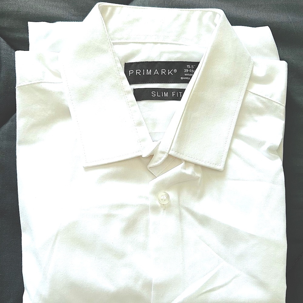 2 Primark Men’s Slim Fit White Dress Shirts (M)
